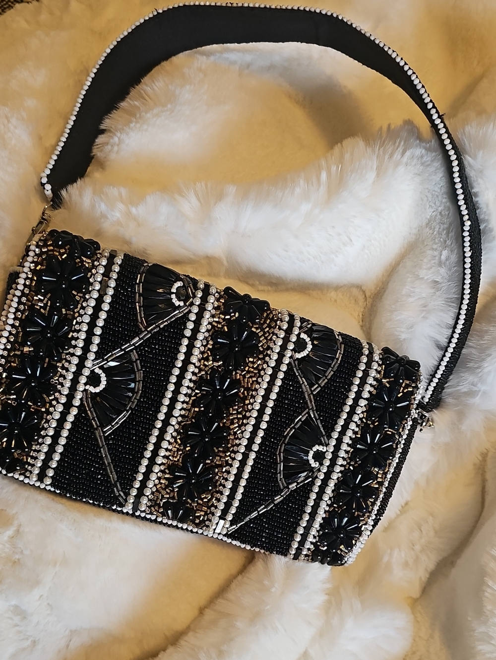 Viral Made in India Beaded Bag Black White Tribal Handmade Abstract Purse